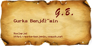 Gurka Benjámin névjegykártya